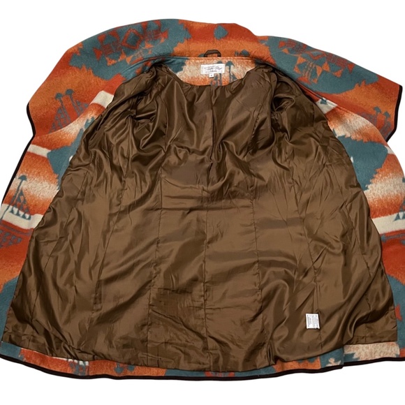 Tasha Polizzi Southwestern Wrap Blanket Coat Size Small Orange Turquoise Aztec - Picture 11 of 16